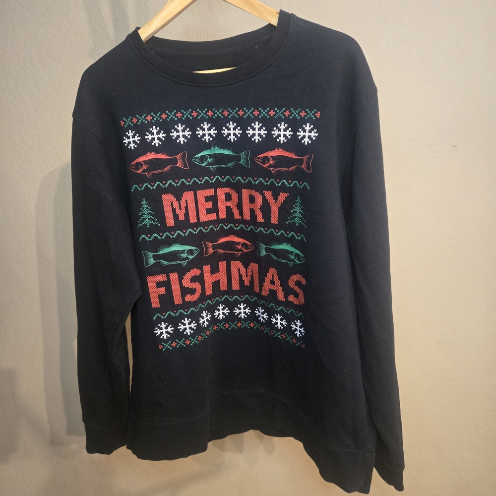 Black Merry Fishmas Sweater